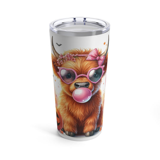 Pink Bubble Gum Highland Cow Tumbler 20oz