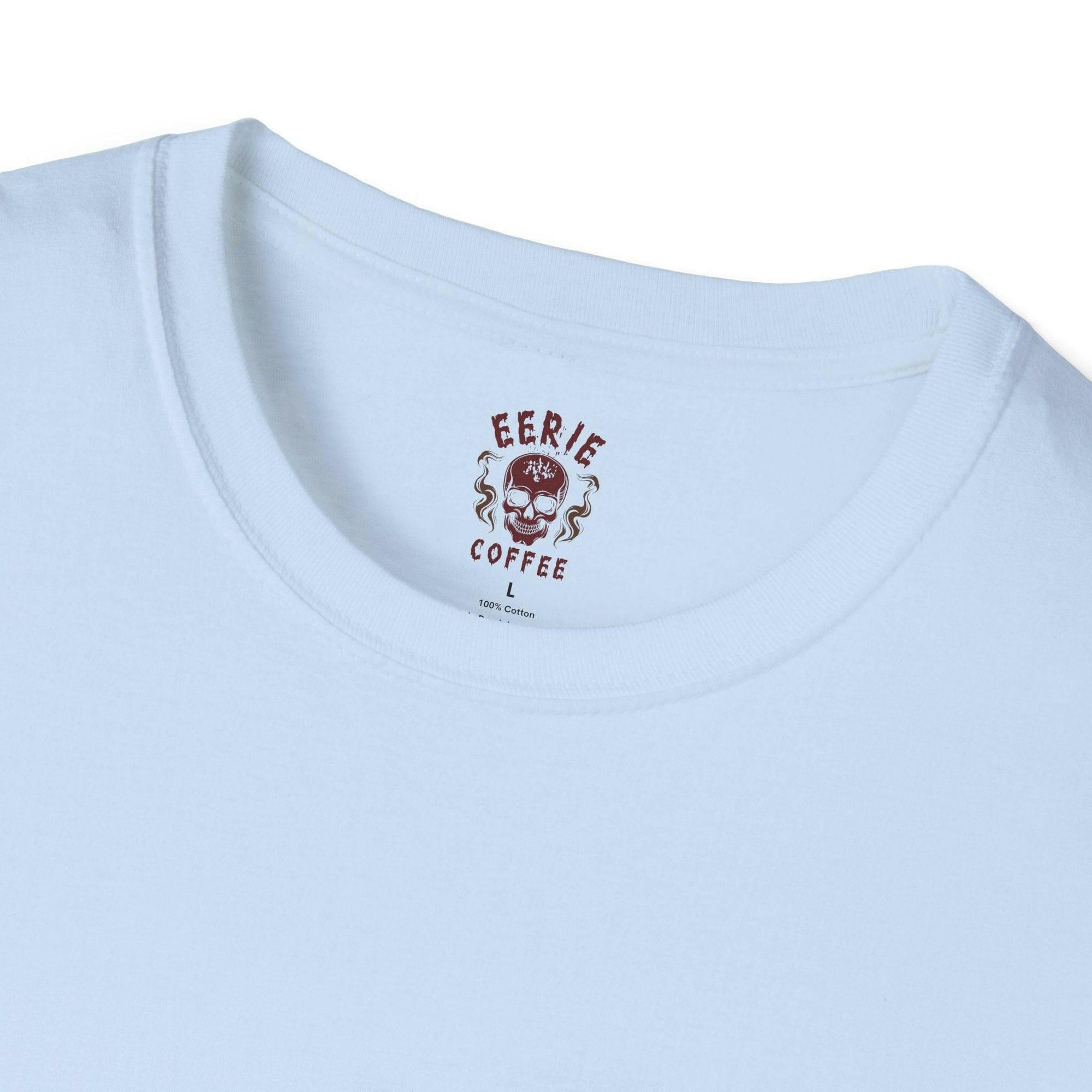  t-shirt with the phrase no talkie until after coffee