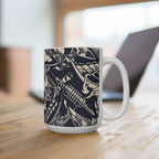 Vintage Tattoo Art Mug - 15oz, Artistic Coffee Cup