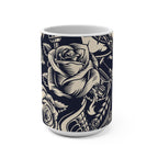 Vintage Tattoo Art Mug - 15oz, Artistic Coffee Cup
