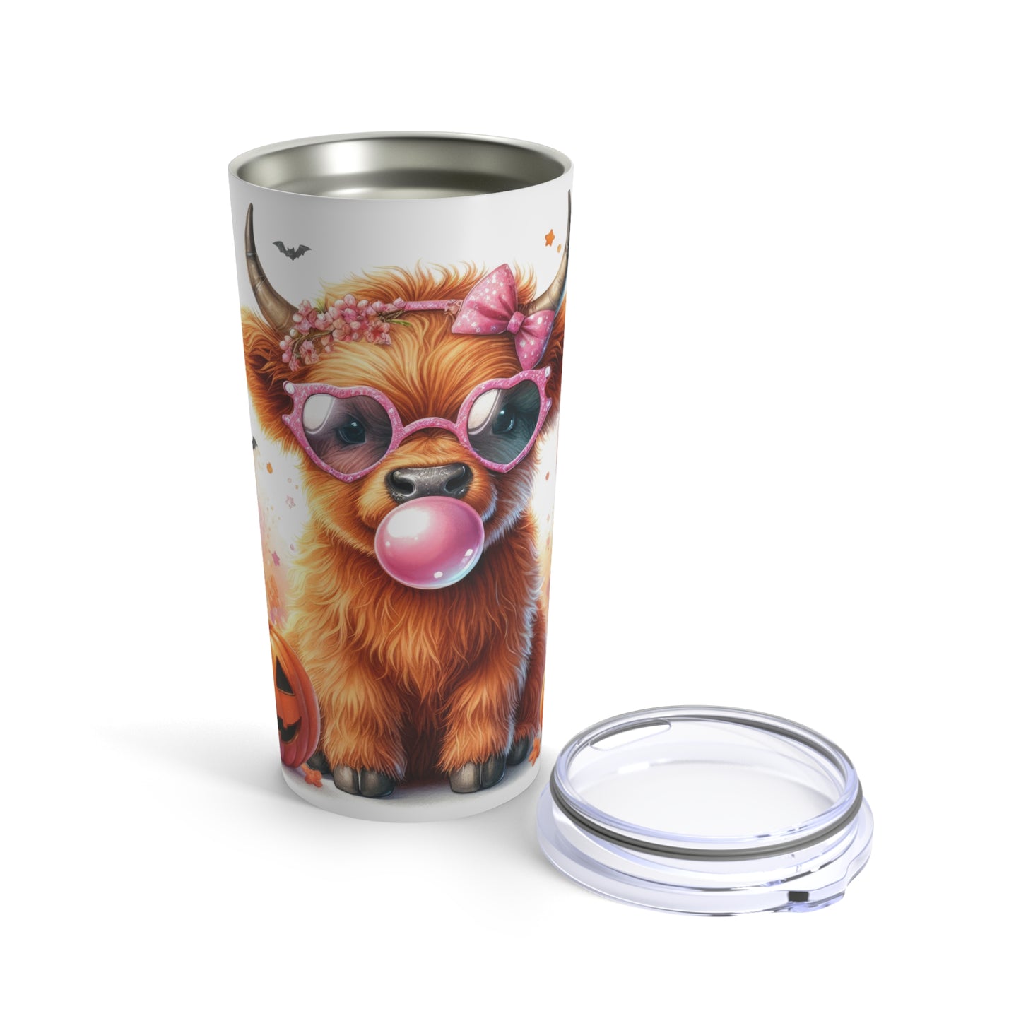 Pink Bubble Gum Highland Cow Tumbler 20oz