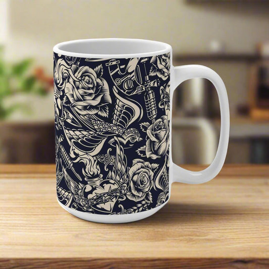 vintage Tattoo Coffee Mug 15oz - Eerie Coffee Company