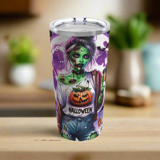 Tumbler with green zombie girl