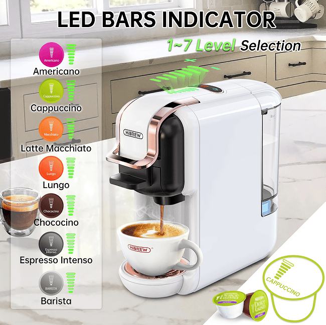 Hi-brew 5 in 1 Automatic Espresso Machine 19Bar Cold Heat Extraction.