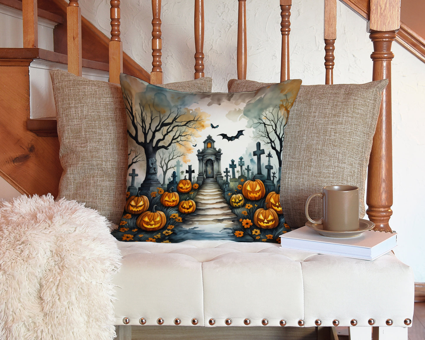 Caroline's Treasures: Marigold Spooky Halloween: Throw Pillow