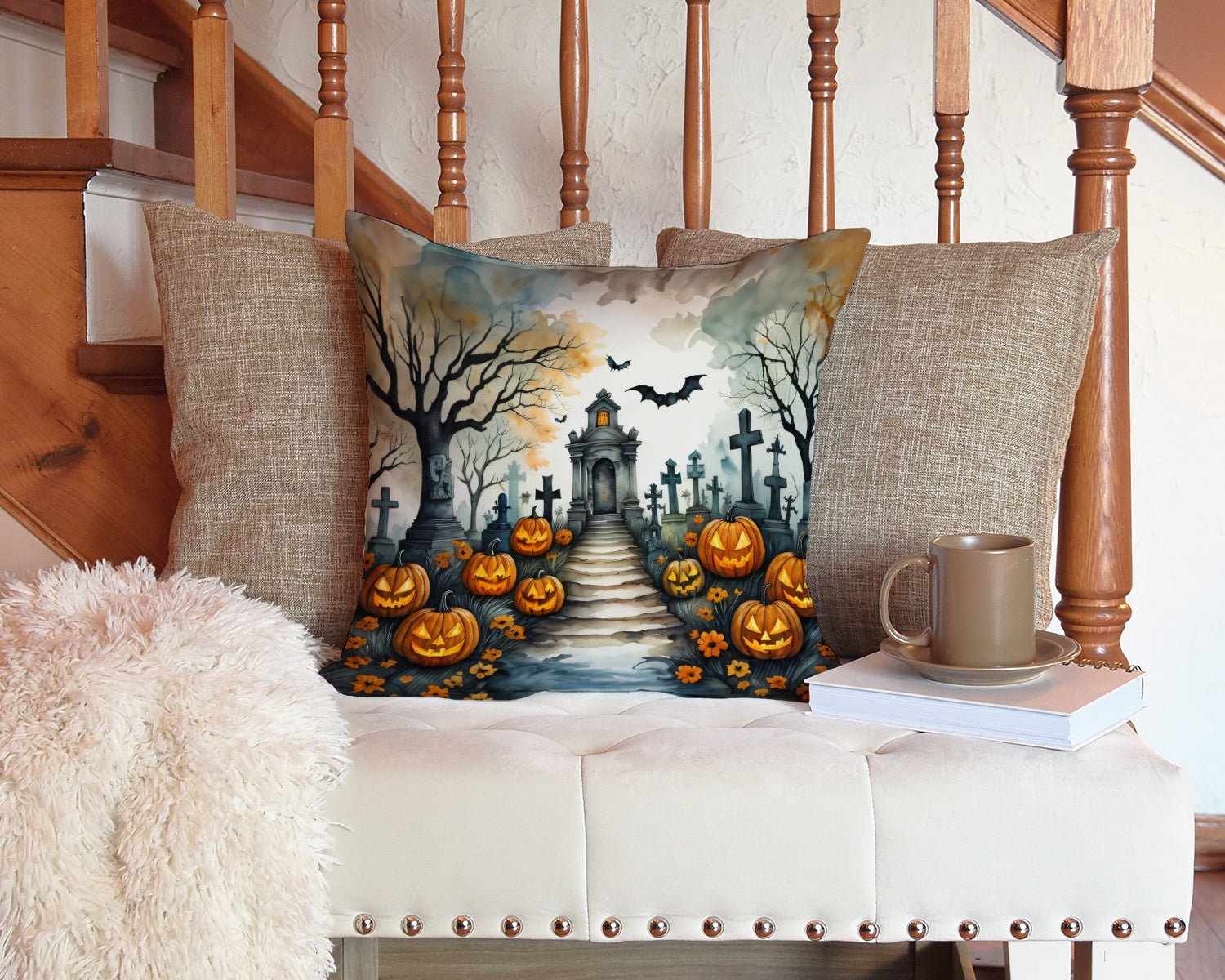 Caroline's Treasures: Marigold Spooky Halloween: Throw Pillow.