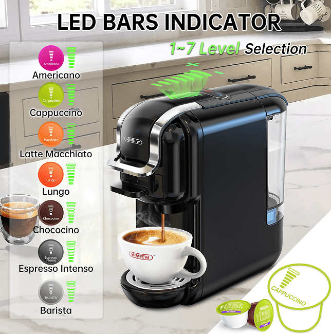 Hi-brew 5 in 1 Automatic Espresso Machine 19Bar Cold Heat Extraction