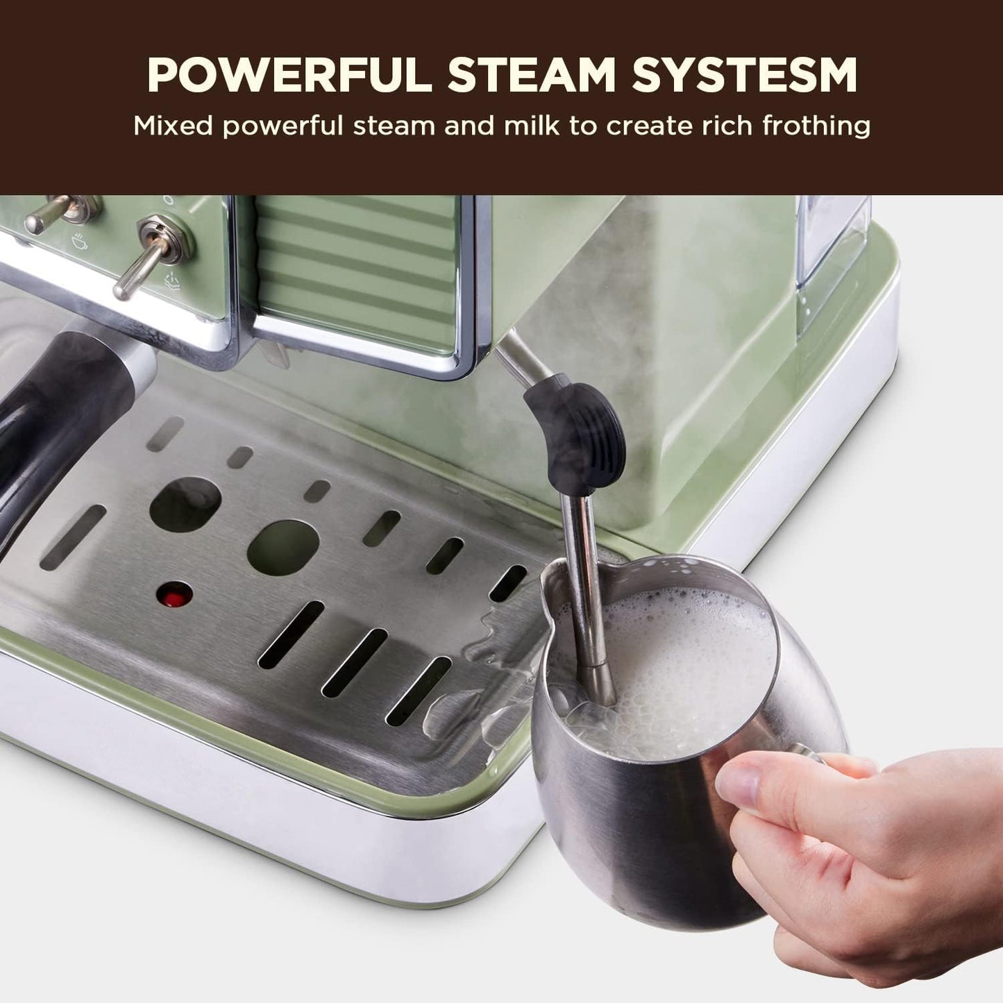 Espresso Machine with Steam Wand:15 Bar