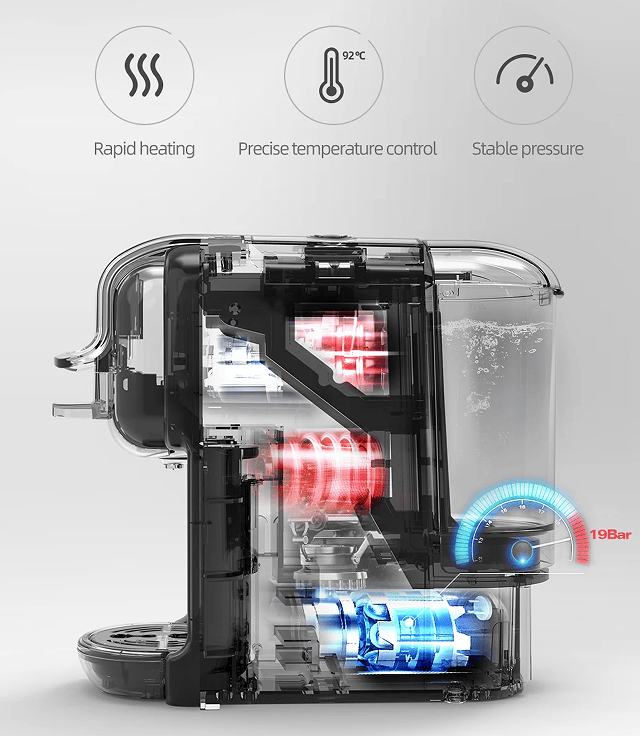 Hi-brew 5 in 1 Automatic Espresso Machine 19Bar Cold Heat Extraction.