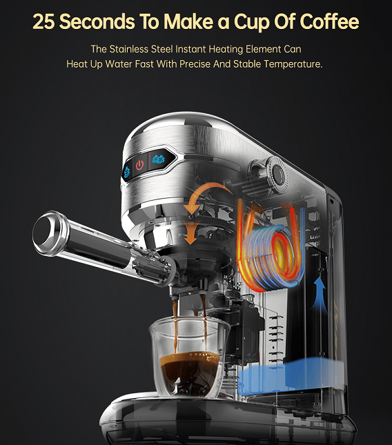 HiBrew 3-in-1 semi-automatic coffee machine