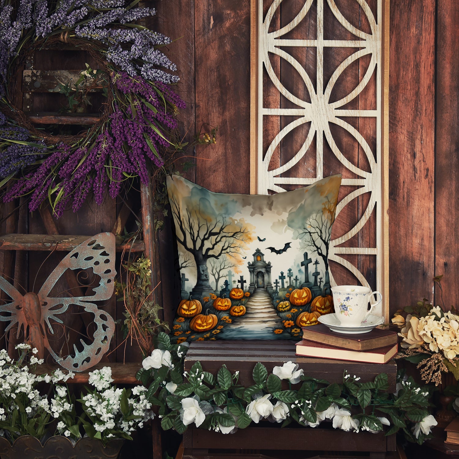 Caroline's Treasures: Marigold Spooky Halloween: Throw Pillow.